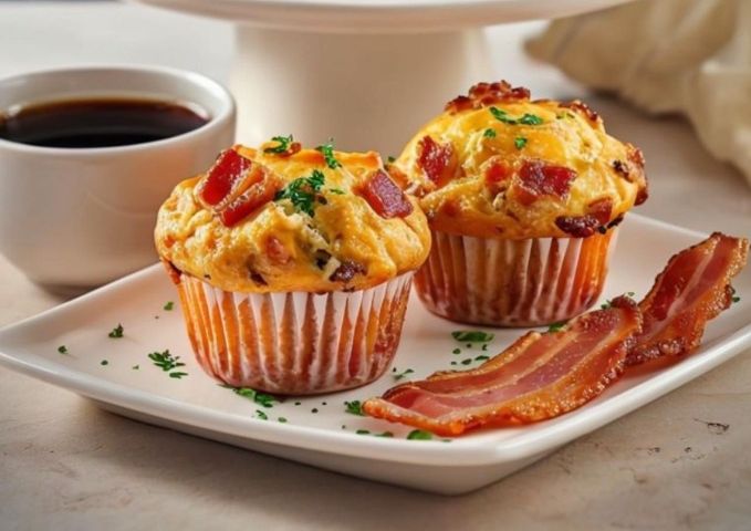Muffins de Tocino y Queso Cheddar: ¡Perfectos para el Desayuno!