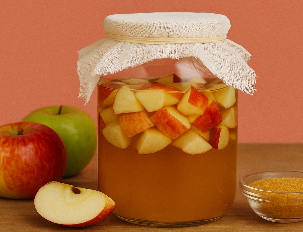 ¿Sabías que puedes hacer tu propio vinagre de manzana en casa? 🍏✨ ¡Sorpréndete con lo fácil que es!