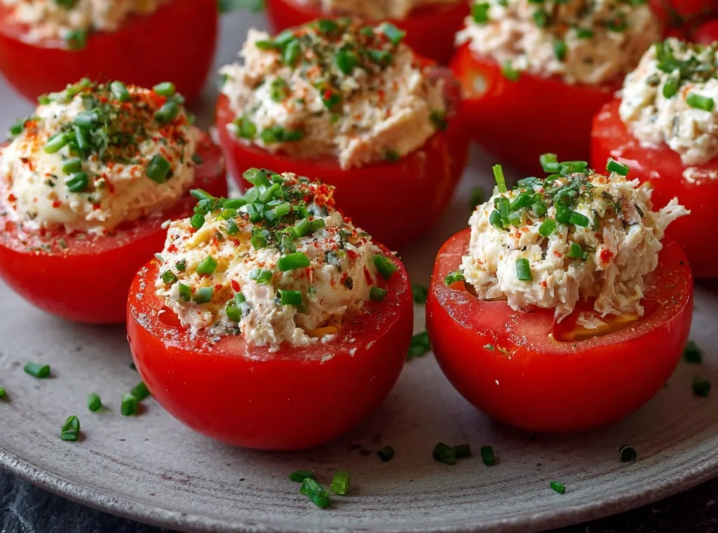 🍅¡Tomates Rellenos de Mousse de Atún! Una delicia fría, fácil y sin horno 😋