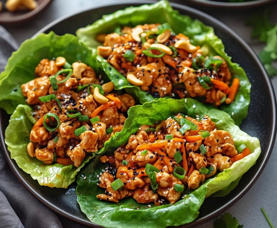 Envolturas de Lechuga con Pollo y Salsa Thai