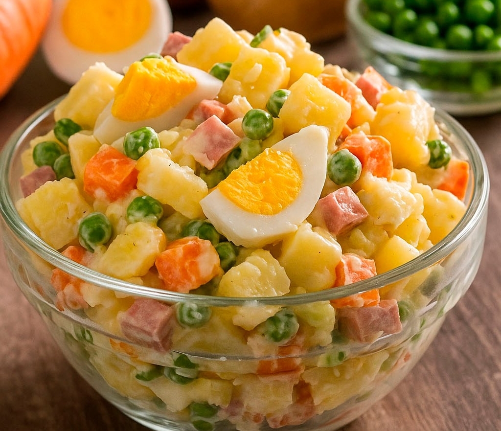 🥗✨ Ensaladilla Rusa Casera y Cremosa: ¡La Receta Más Fácil y Deliciosa!